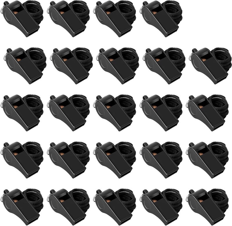 Seakii 24 Pack 120dB Loud Referee Whistles with Lanyards – Heavy-Duty Black Sports Whistles for Coaches, Referees, and Team Events - Image 1